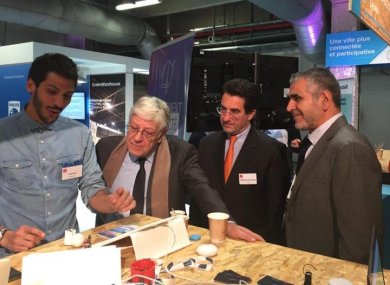 De gauche à droite : Prestataire externe au groupe, Pierre René LEMAS DG CDC, Philippe ROUVIER COROUGE et Eby AZARI